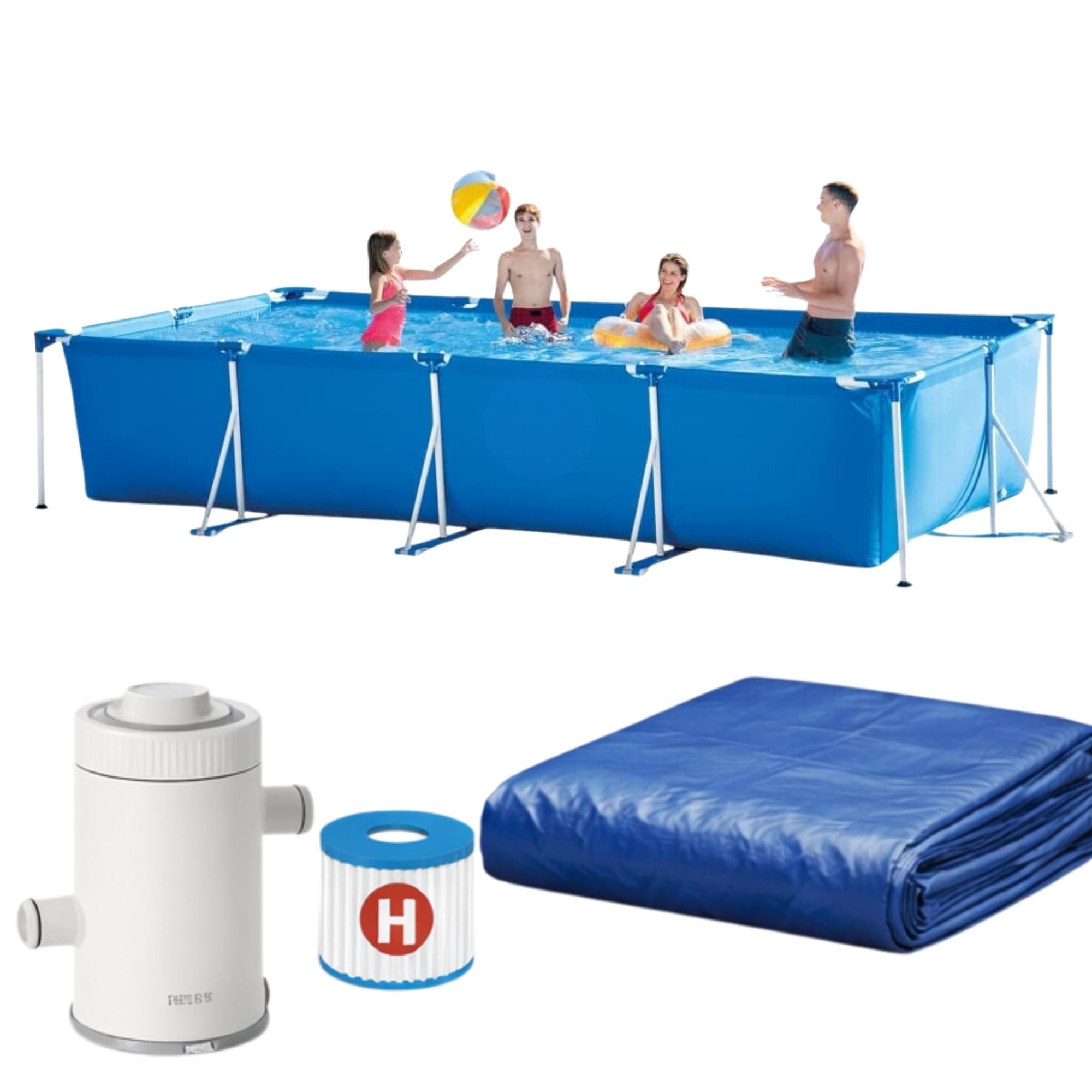 Rectangular Metal Frame Pool 300x200 cm With Filter Pump And A Cover ...