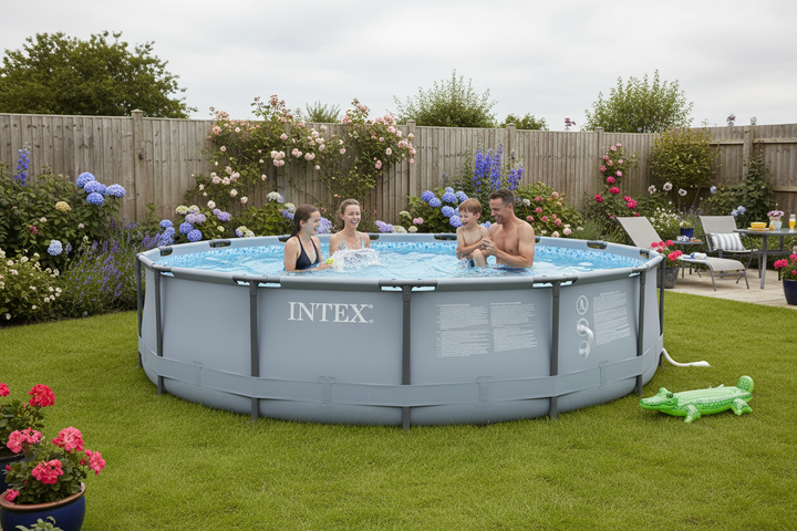 Intex Pool Inside Out Prism Frame Pool Set with Filter Cartridge, Pump & Pool Cover 4-in-1 P ...